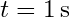 t = 1 \, \text{s}